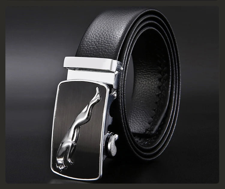 Men Leather Belt - Automatic Buckle Metal Luxury Business Casual Strap - ZOOMNSTORE
