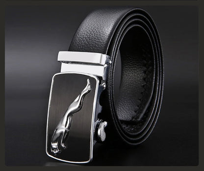 Men Leather Belt - Automatic Buckle Metal Luxury Business Casual Strap - ZOOMNSTORE