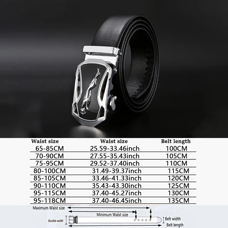 Men Leather Belt - Automatic Buckle Metal Luxury Business Casual Strap - ZOOMNSTORE