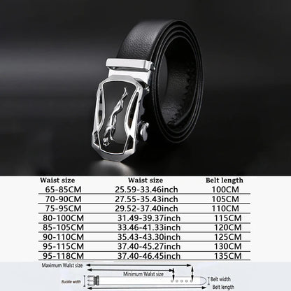 Men Leather Belt - Automatic Buckle Metal Luxury Business Casual Strap - ZOOMNSTORE