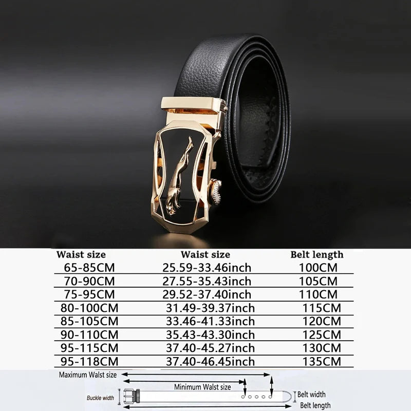 Men Leather Belt - Automatic Buckle Metal Luxury Business Casual Strap - ZOOMNSTORE