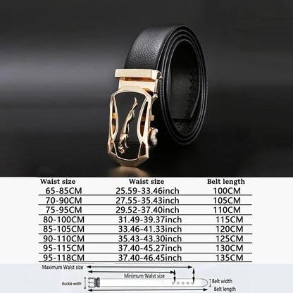 Men Leather Belt - Automatic Buckle Metal Luxury Business Casual Strap - ZOOMNSTORE