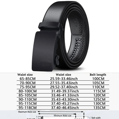 Men Leather Belt - Automatic Buckle Metal Luxury Business Casual Strap - ZOOMNSTORE