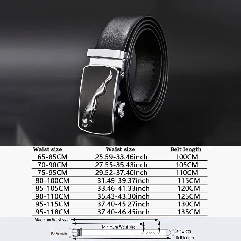 Men Leather Belt - Automatic Buckle Metal Luxury Business Casual Strap - ZOOMNSTORE