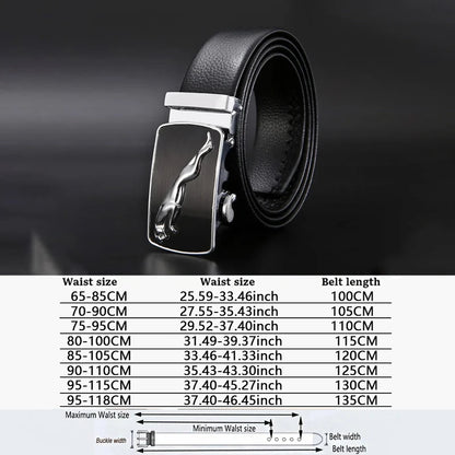 Men Leather Belt - Automatic Buckle Metal Luxury Business Casual Strap - ZOOMNSTORE