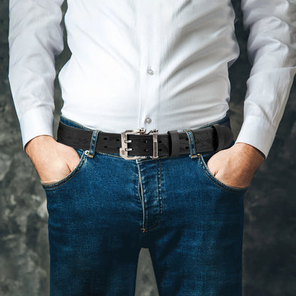 Men Leather Belt – Genuine Cow Split Leather With Retro Pin Buckle | Durable Metal Buckle - ZOOMNSTORE