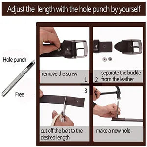 Men Leather Belt – Genuine Cow Split Leather With Retro Pin Buckle | Durable Metal Buckle - ZOOMNSTORE