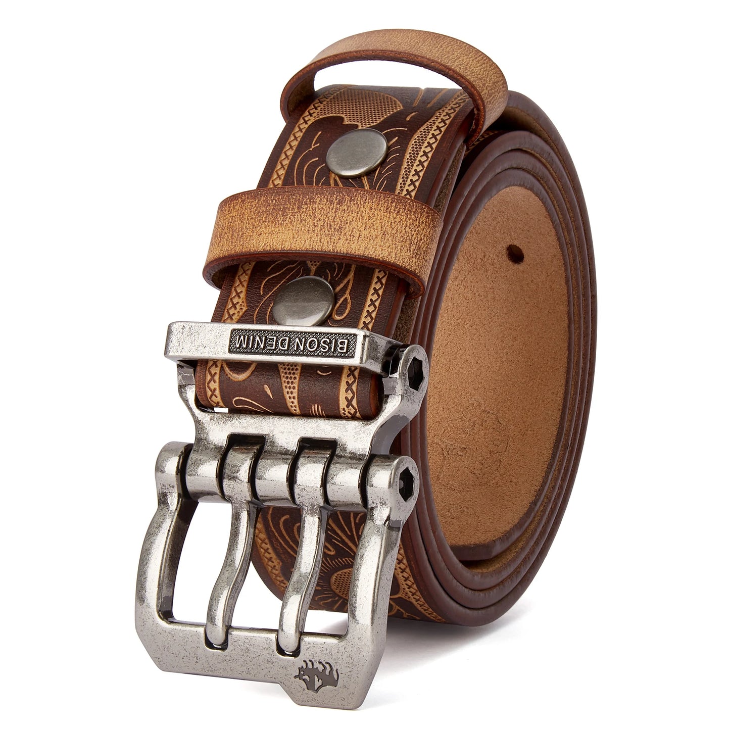 Men Leather Belt – Genuine Cow Split Leather With Retro Pin Buckle | Durable Metal Buckle - ZOOMNSTORE