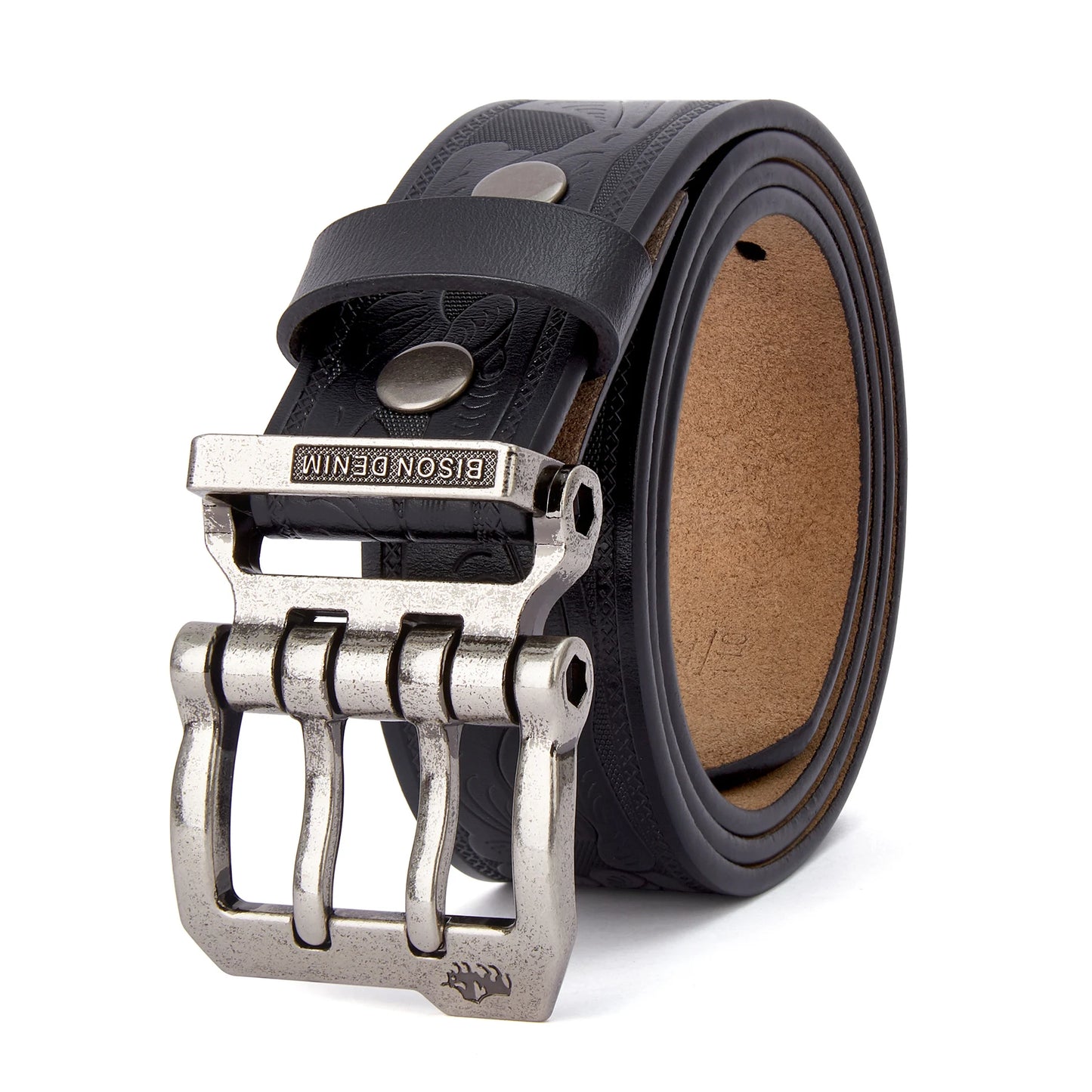 Men Leather Belt – Genuine Cow Split Leather With Retro Pin Buckle | Durable Metal Buckle - ZOOMNSTORE