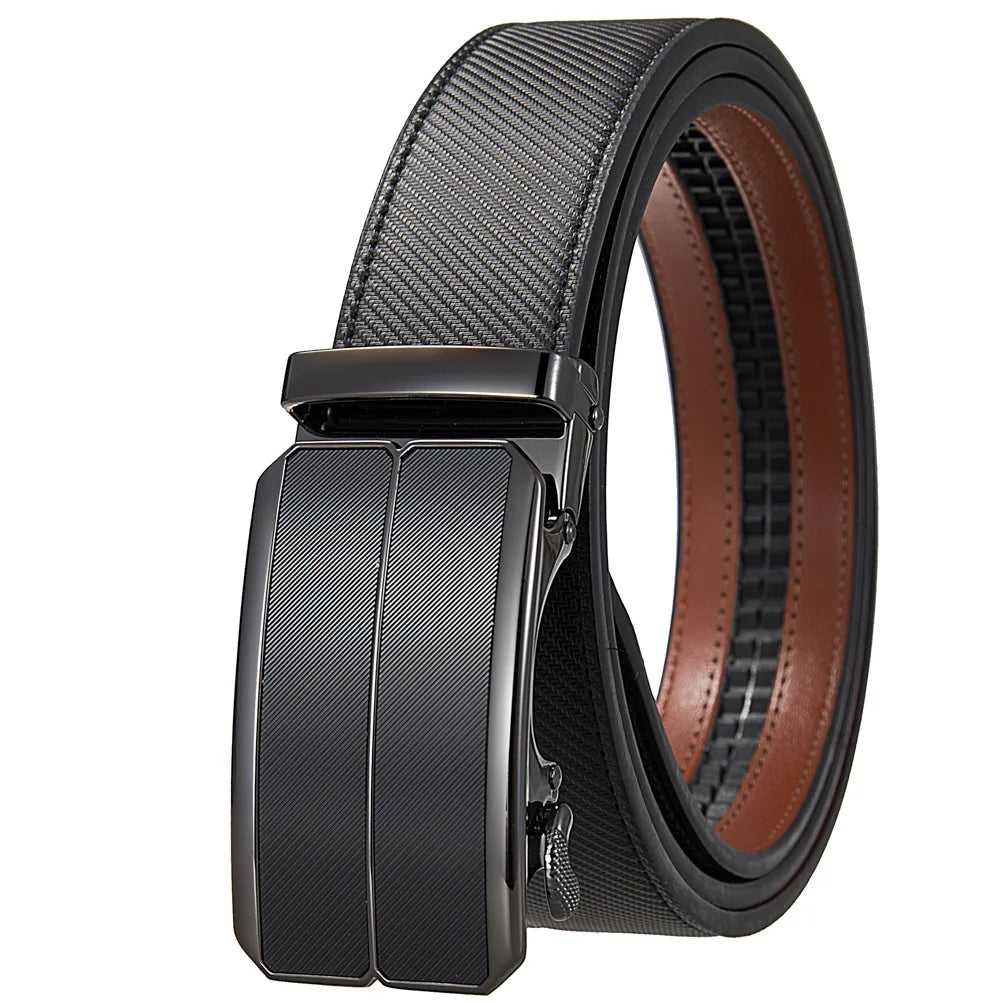 Men Leather Belt - Genuine Leather Strap With Automatic Buckle | Metal Alloy Luxury Design - ZOOMNSTORE