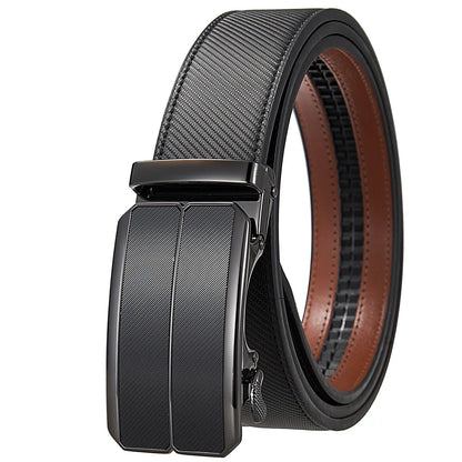 Men Leather Belt - Genuine Leather Strap With Automatic Buckle | Metal Alloy Luxury Design - ZOOMNSTORE