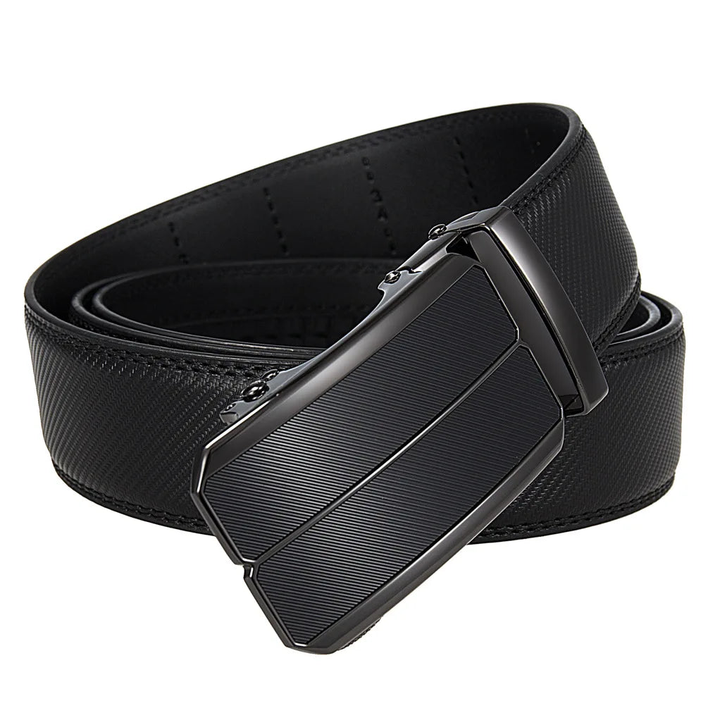 Men Leather Belt - Genuine Leather Strap With Automatic Buckle | Metal Alloy Luxury Design - ZOOMNSTORE