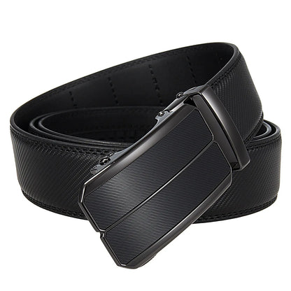 Men Leather Belt - Genuine Leather Strap With Automatic Buckle | Metal Alloy Luxury Design - ZOOMNSTORE