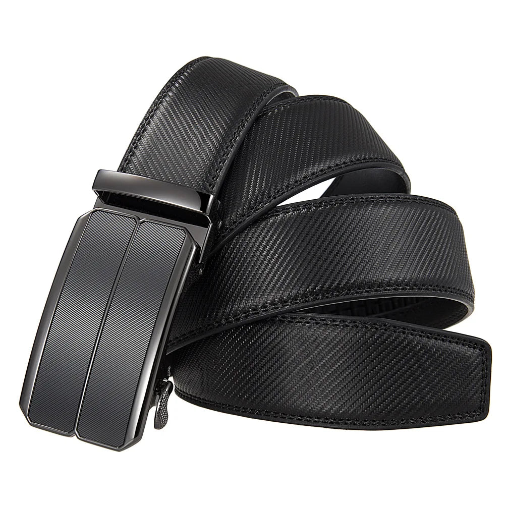 Men Leather Belt - Genuine Leather Strap With Automatic Buckle | Metal Alloy Luxury Design - ZOOMNSTORE