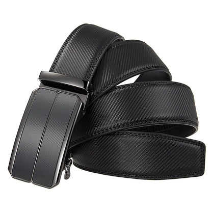 Men Leather Belt - Genuine Leather Strap With Automatic Buckle | Metal Alloy Luxury Design - ZOOMNSTORE