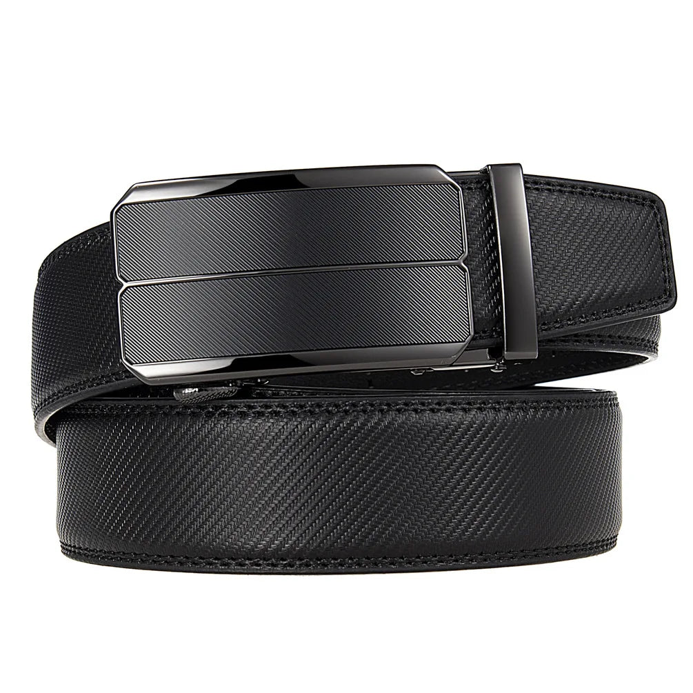 Men Leather Belt - Genuine Leather Strap With Automatic Buckle | Metal Alloy Luxury Design - ZOOMNSTORE