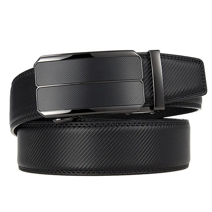 Men Leather Belt - Genuine Leather Strap With Automatic Buckle | Metal Alloy Luxury Design - ZOOMNSTORE