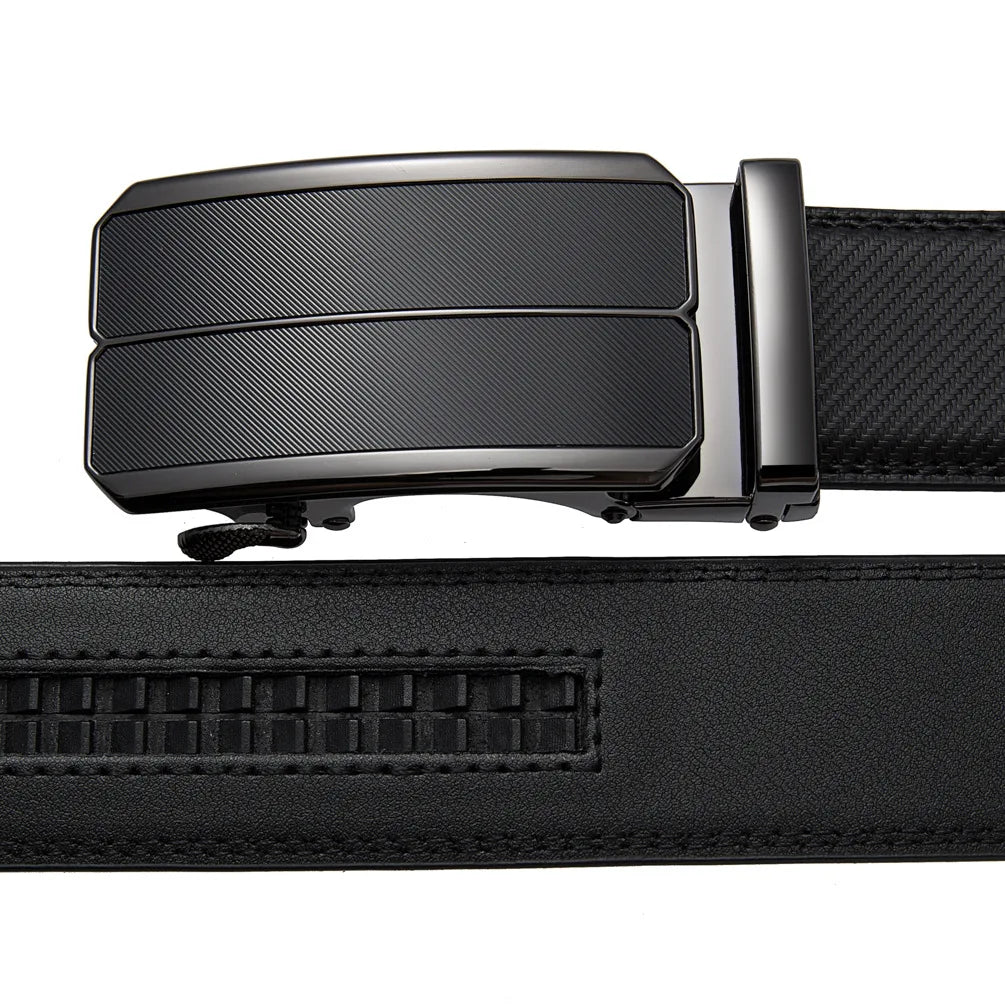 Men Leather Belt - Genuine Leather Strap With Automatic Buckle | Metal Alloy Luxury Design - ZOOMNSTORE