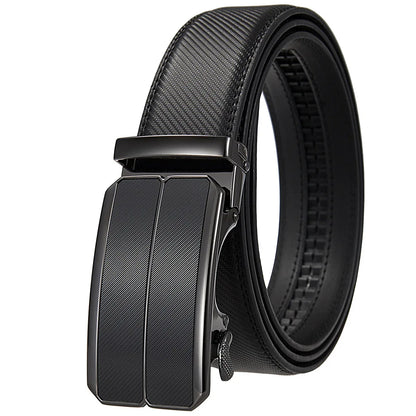 Men Leather Belt - Genuine Leather Strap With Automatic Buckle | Metal Alloy Luxury Design - ZOOMNSTORE