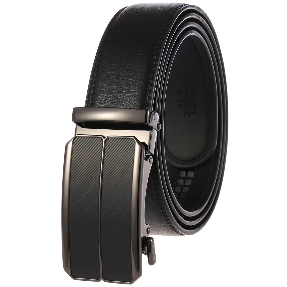 Men Leather Belt - Genuine Leather Strap With Automatic Buckle | Metal Alloy Luxury Design - ZOOMNSTORE