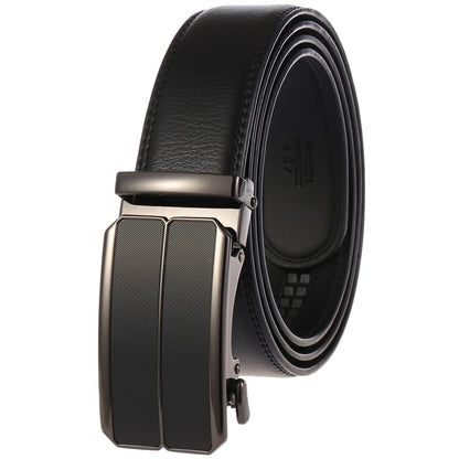 Men Leather Belt - Genuine Leather Strap With Automatic Buckle | Metal Alloy Luxury Design - ZOOMNSTORE