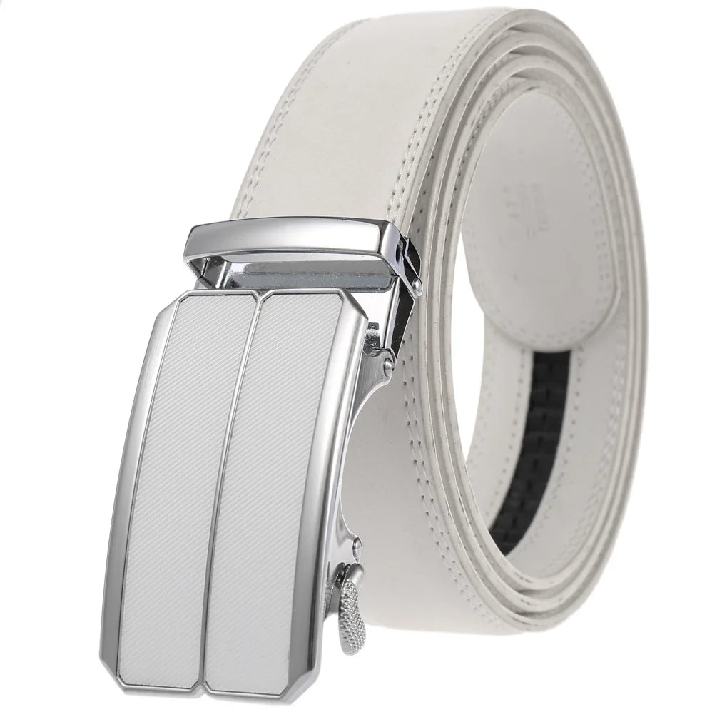 Men Leather Belt - Genuine Leather Strap With Automatic Buckle | Metal Alloy Luxury Design - ZOOMNSTORE
