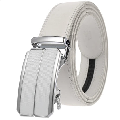 Men Leather Belt - Genuine Leather Strap With Automatic Buckle | Metal Alloy Luxury Design - ZOOMNSTORE