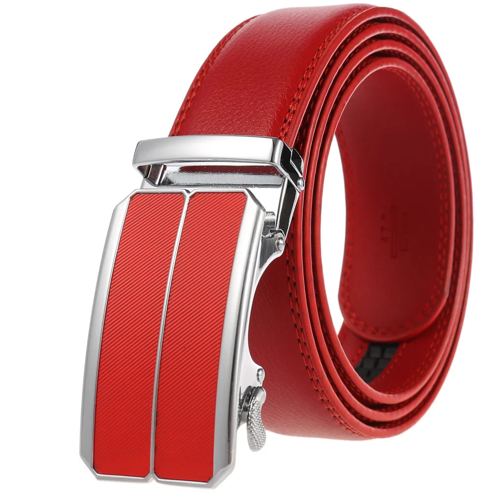 Men Leather Belt - Genuine Leather Strap With Automatic Buckle | Metal Alloy Luxury Design - ZOOMNSTORE