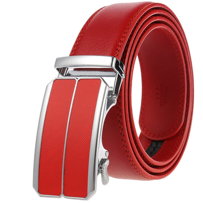 Men Leather Belt - Genuine Leather Strap With Automatic Buckle | Metal Alloy Luxury Design - ZOOMNSTORE