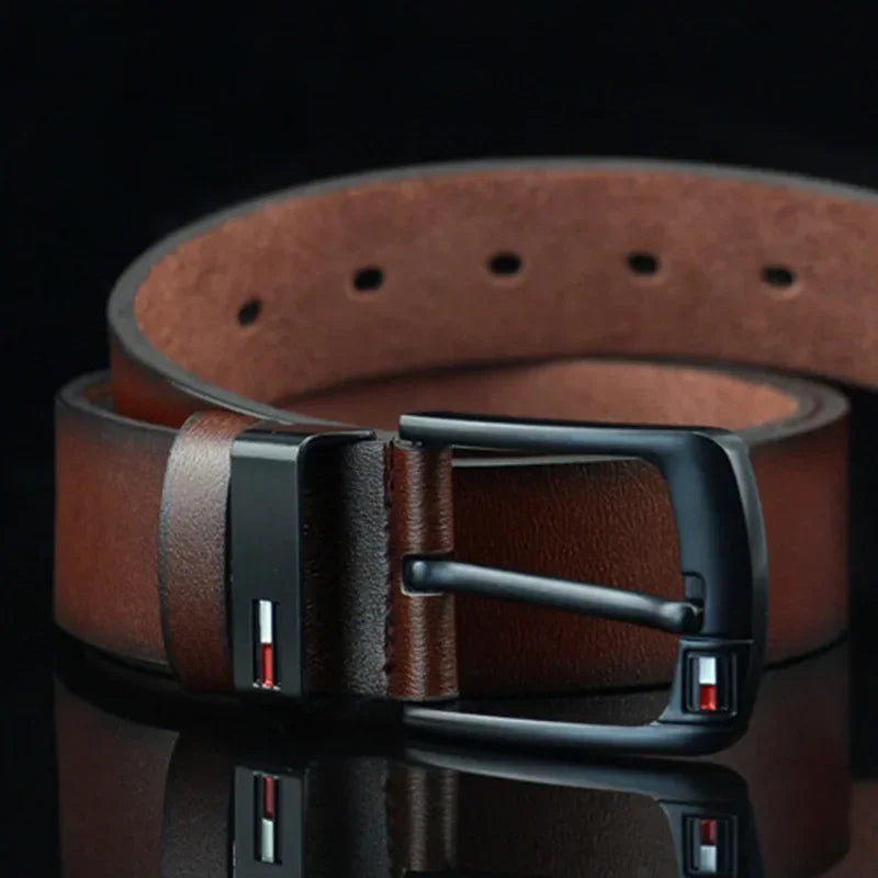 Mens PU Leather Belt - Luxury Brand Classic Alloy Buckle for Jeans - ZOOMNSTORE