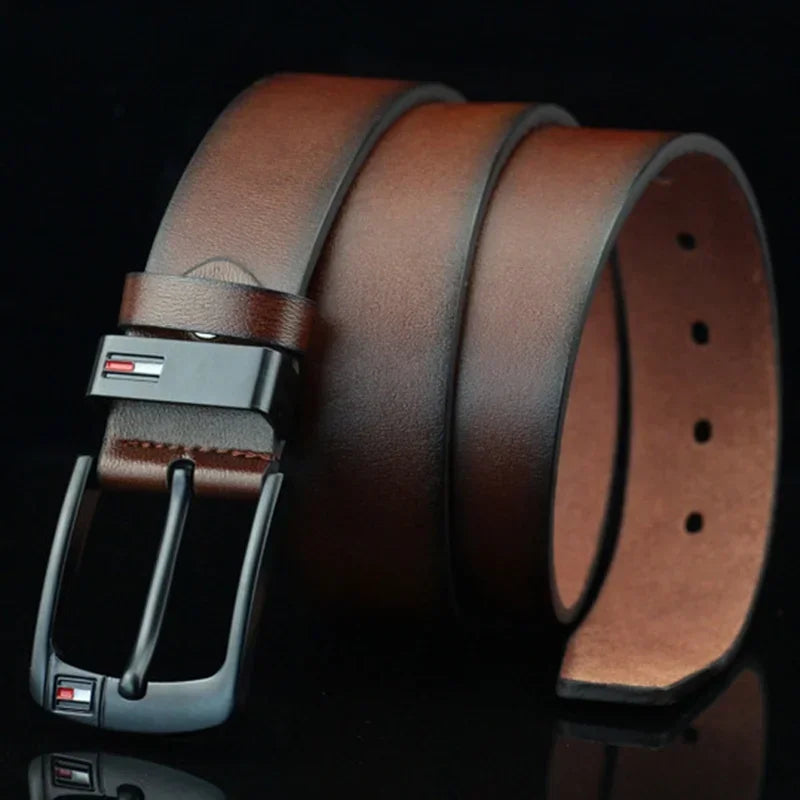 Mens PU Leather Belt - Luxury Brand Classic Alloy Buckle for Jeans - ZOOMNSTORE