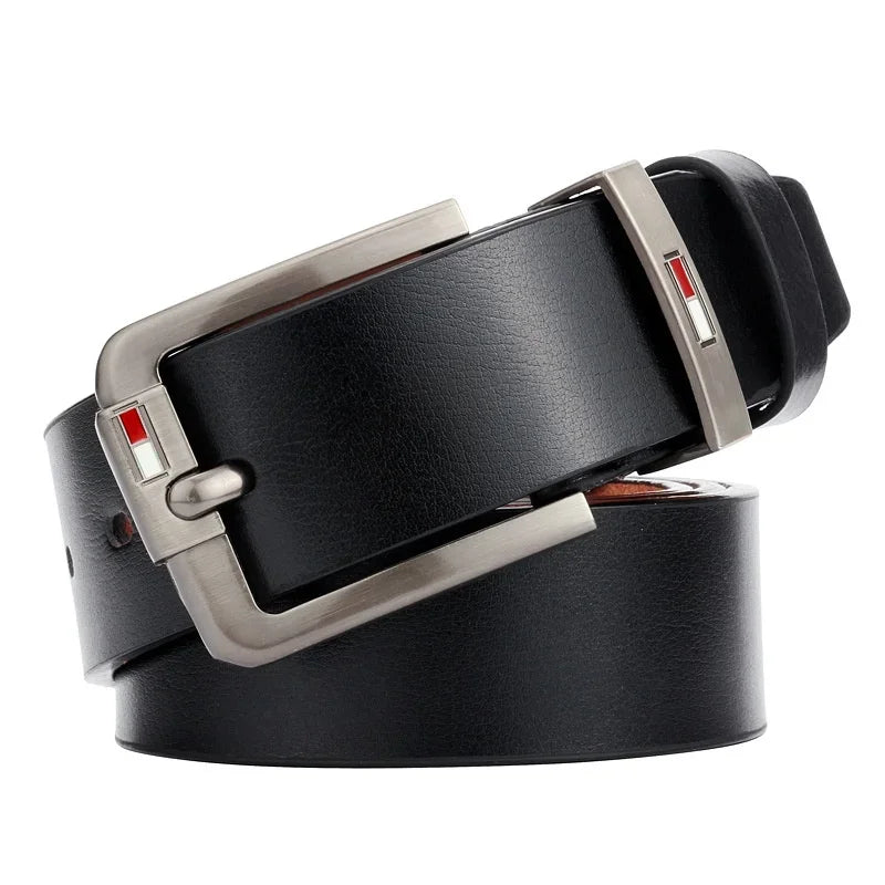 Mens PU Leather Belt - Luxury Brand Classic Alloy Buckle for Jeans - ZOOMNSTORE