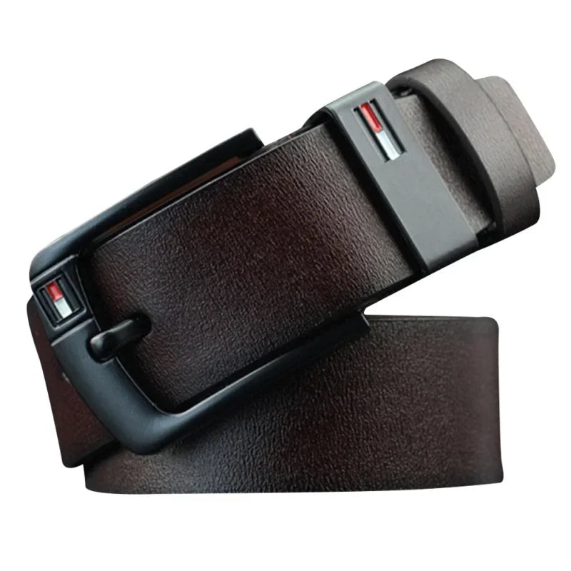 Mens PU Leather Belt - Luxury Brand Classic Alloy Buckle for Jeans - ZOOMNSTORE