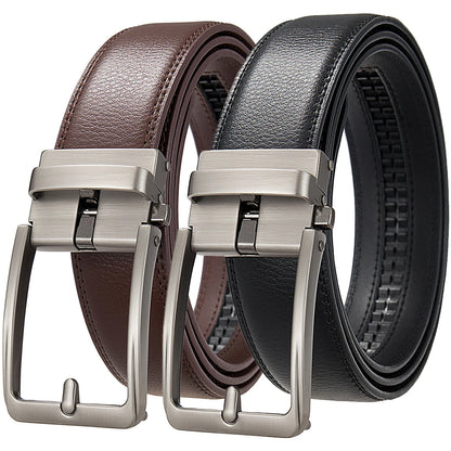 Men Leather Belts - Luxury Cowskin Leather Belt With Automatic Buckle 3.5cm Width - ZOOMNSTORE