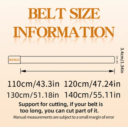 Men Leather Belts - Luxury Cowskin Leather Belt With Automatic Buckle 3.5cm Width - ZOOMNSTORE