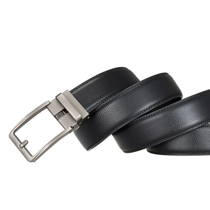 Men Leather Belts - Luxury Cowskin Leather Belt With Automatic Buckle 3.5cm Width - ZOOMNSTORE