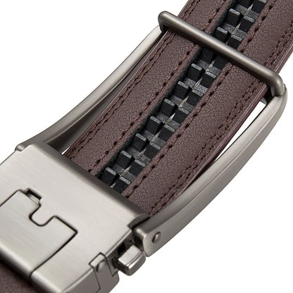 Men Leather Belts - Luxury Cowskin Leather Belt With Automatic Buckle 3.5cm Width - ZOOMNSTORE