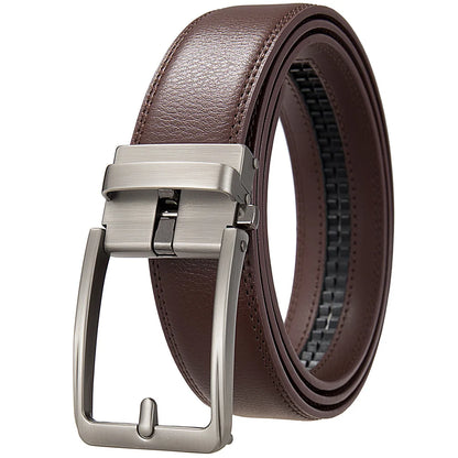 Men Leather Belts - Luxury Cowskin Leather Belt With Automatic Buckle 3.5cm Width - ZOOMNSTORE