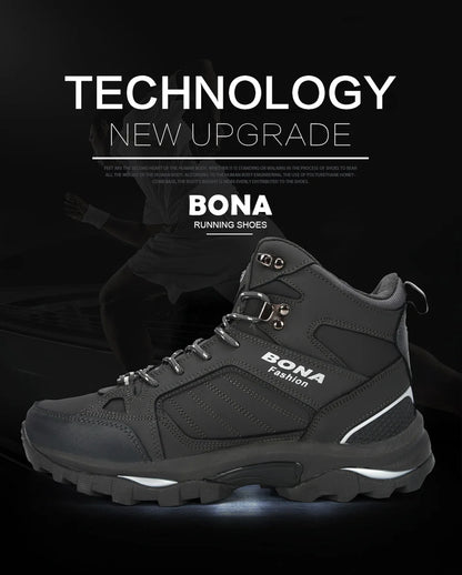 Men Leather Boots – Lace-Up Ankle Boots With Durable Rubber Outsole & Short Plush Lining - ZOOMNSTORE