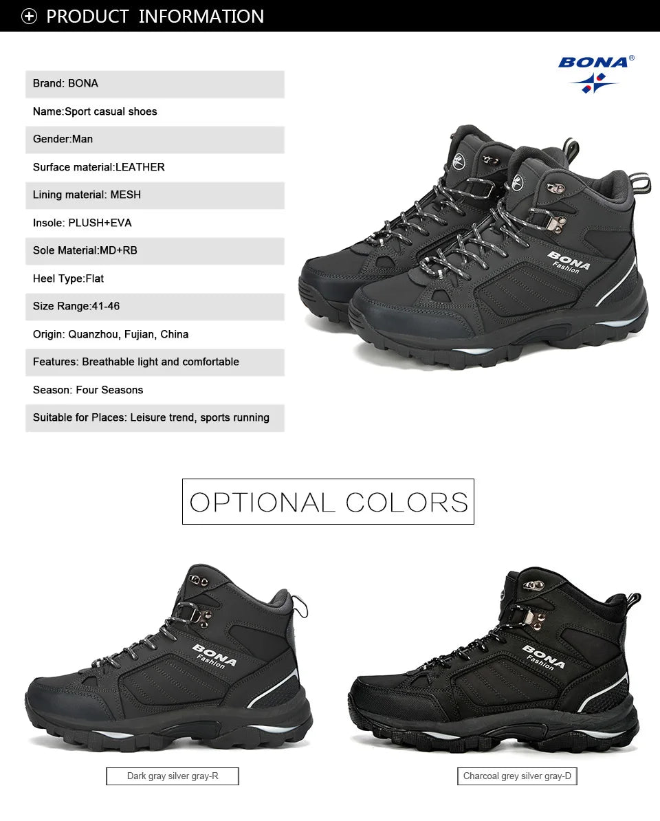 Men Leather Boots – Lace-Up Ankle Boots With Durable Rubber Outsole & Short Plush Lining - ZOOMNSTORE