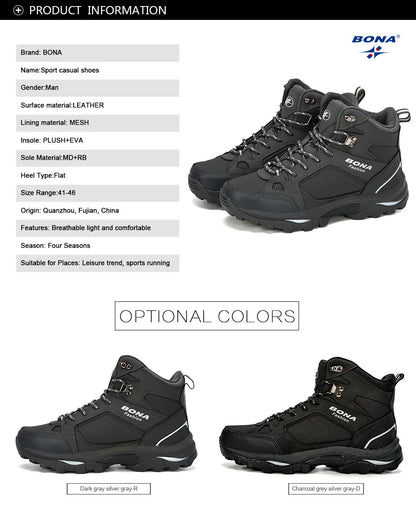 Men Leather Boots – Lace-Up Ankle Boots With Durable Rubber Outsole & Short Plush Lining - ZOOMNSTORE