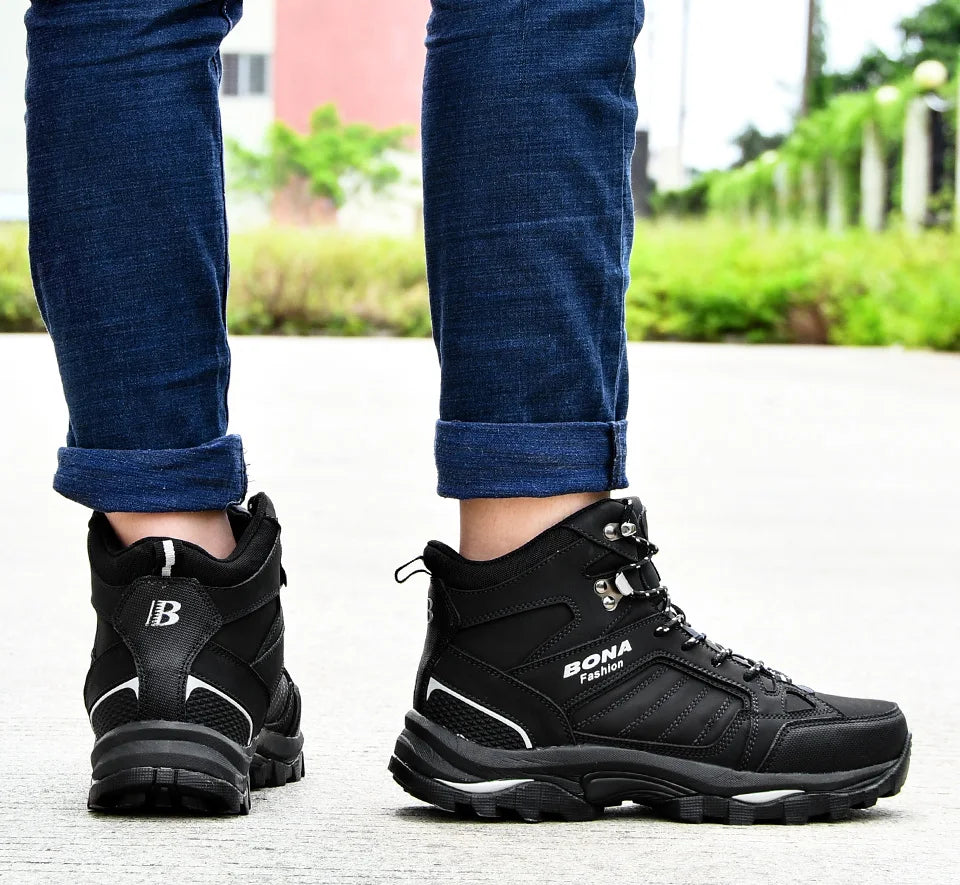 Men Leather Boots – Lace-Up Ankle Boots With Durable Rubber Outsole & Short Plush Lining - ZOOMNSTORE