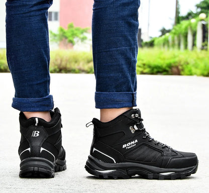 Men Leather Boots – Lace-Up Ankle Boots With Durable Rubber Outsole & Short Plush Lining - ZOOMNSTORE