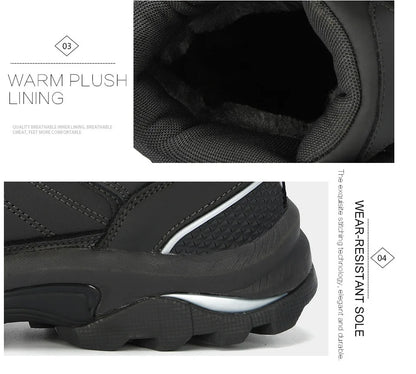 Men Leather Boots – Lace-Up Ankle Boots With Durable Rubber Outsole & Short Plush Lining - ZOOMNSTORE