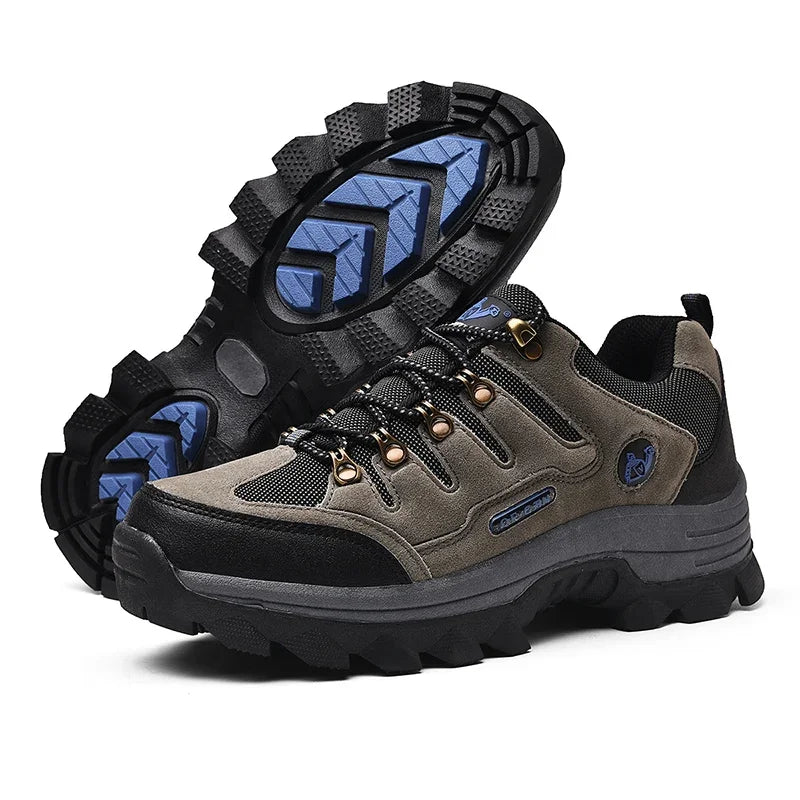 Mens Leather Casual Hiking Shoes - Non-Slip Trekking Sneakers - ZOOMNSTORE