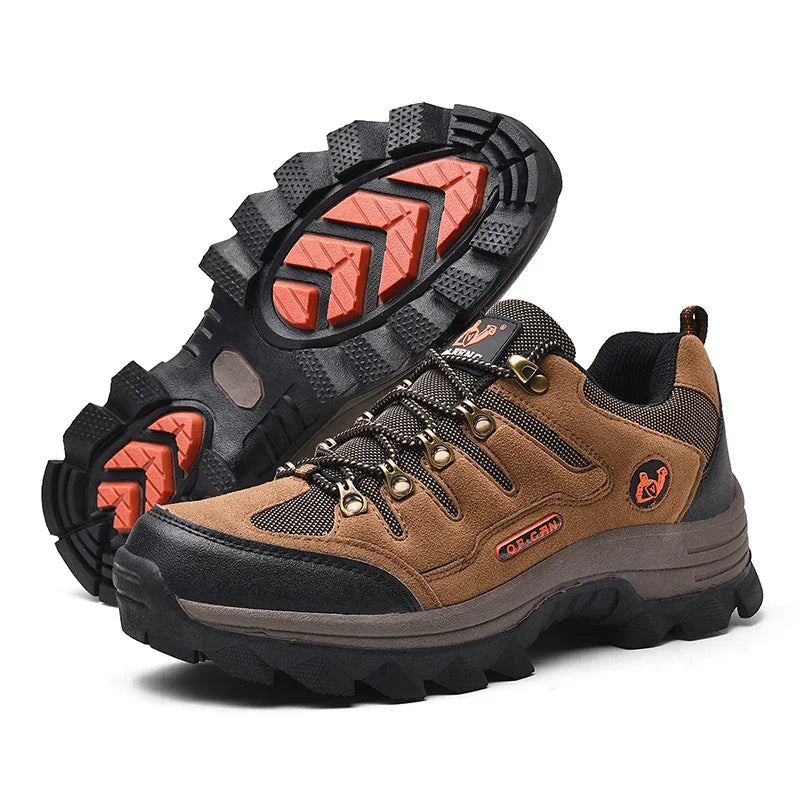 Mens Leather Casual Hiking Shoes - Non-Slip Trekking Sneakers - ZOOMNSTORE