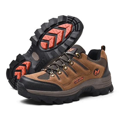 Mens Leather Casual Hiking Shoes - Non-Slip Trekking Sneakers - ZOOMNSTORE
