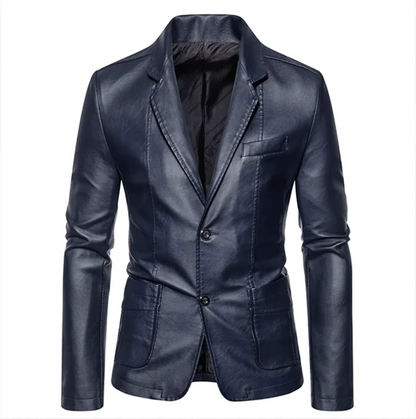 Mens Casual Leather Jacket - 2024 Fashion Slim Fit Coat 5XL BlackKahki - ZOOMNSTORE