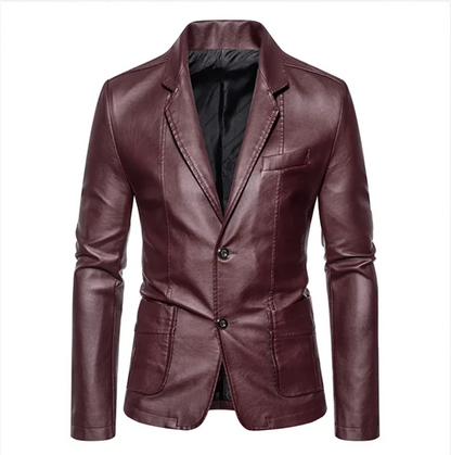 Mens Casual Leather Jacket - 2024 Fashion Slim Fit Coat 5XL BlackKahki - ZOOMNSTORE