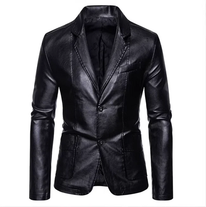 Mens Casual Leather Jacket - 2024 Fashion Slim Fit Coat 5XL BlackKahki - ZOOMNSTORE